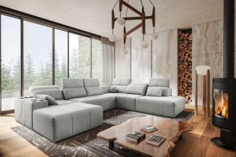 Rozkładana sofa z dwoma szezlongami z ładowarką MIRACLE 10 17 Plamoodporna sofa z dwoma szezlongami rozkładana do salonu