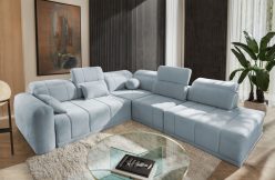 Plamoodporna sofa narożna z otwartym bokiem z funkcją spania