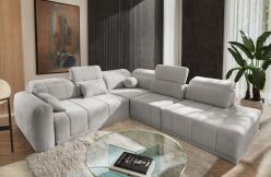 Piękna i wygodna sofa narożna z otwartym bokiem z funkcją spania