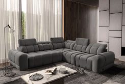 Sofa rogowa rozkładana z adapterem USB INFERNO 3 19 Ciemno szara sofa rogowa rozkładana z adapterem USB