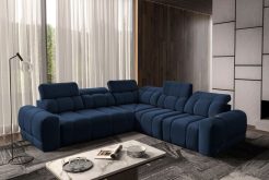 Sofa rogowa rozkładana z adapterem USB INFERNO 3 17 Granatowa sofa rogowa rozkładana z adapterem USB