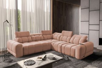Sofa rogowa rozkładana z adapterem USB INFERNO 3 10 Beżowa sofa rogowa rozkładana z adapterem USB