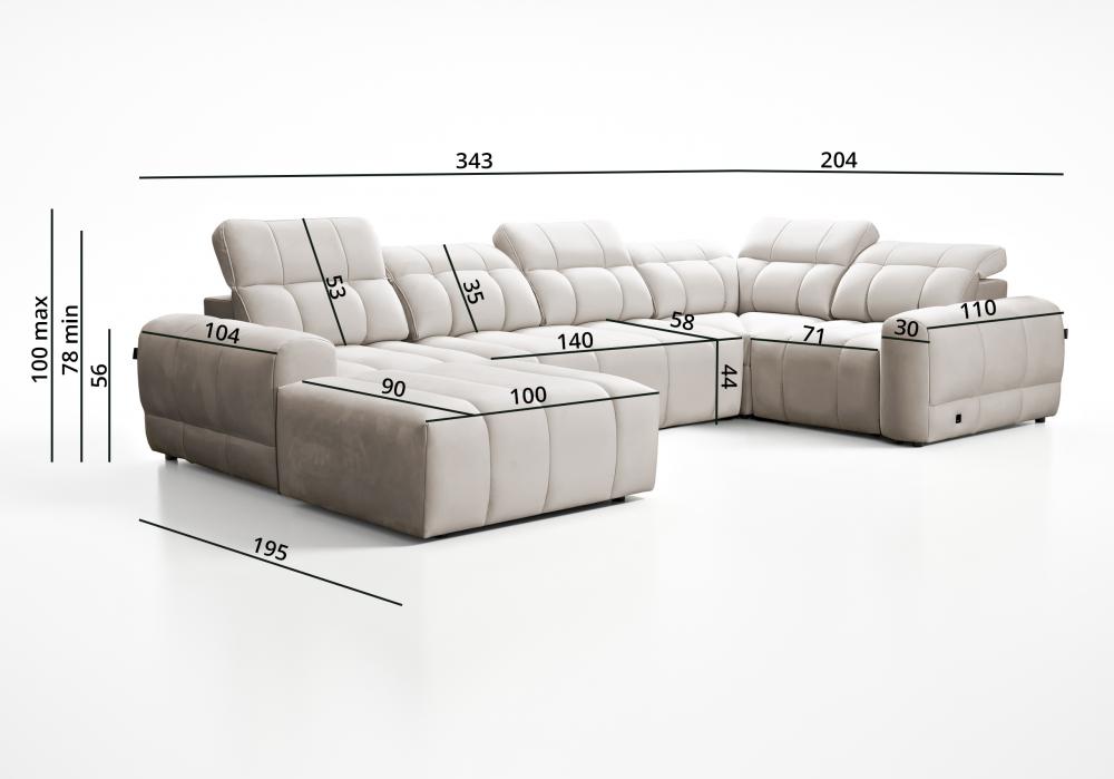 Sofa rogowa U z funkcją spania z ładowarką do smartfona INFERNO 4 28 Sofa rogowa U z funkcją spania z ładowarką do smartfona INFERNO 4 9