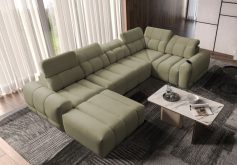 Sofa rogowa U z funkcją spania z ładowarką do smartfona INFERNO 4 16 Wielka i ekskluzywna sofa rogowa U z funkcją spania z ładowarką do smartfona