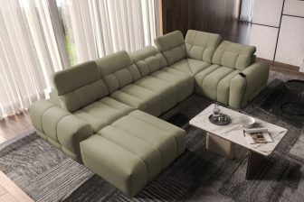 Sofa rogowa U z funkcją spania z ładowarką do smartfona INFERNO 4 10 Wielka i ekskluzywna sofa rogowa U z funkcją spania z ładowarką do smartfona
