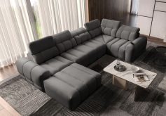 Sofa rogowa U z funkcją spania z ładowarką do smartfona INFERNO 4 13 Rodzinna sofa rogowa U z funkcją spania z ładowarką do smartfona