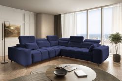 Granatowa sofa rogowa monolith 77