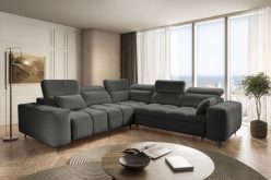 Szara sofa rogowa symetryczna z funkcją spania
