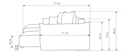 Rozkładany narożnik U prążkowany materiał LIVANO 10