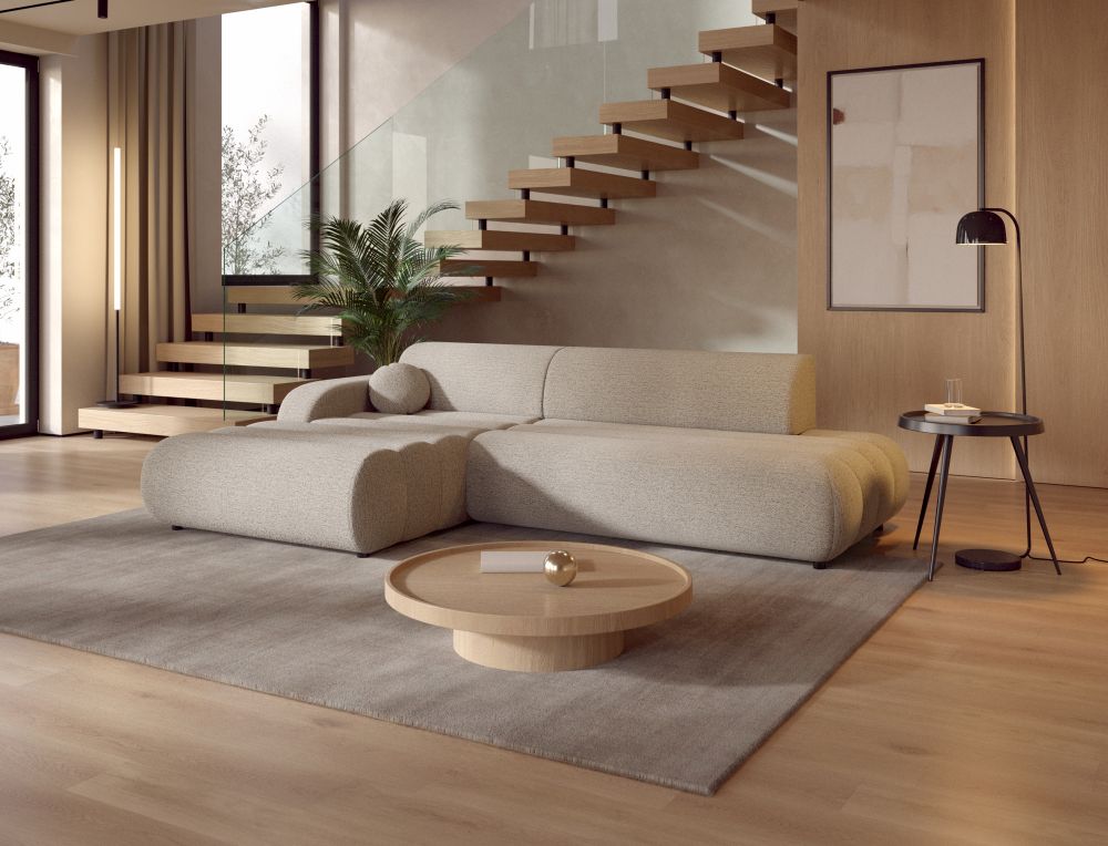 Wielka sofa rogowa bez luźnych poduch