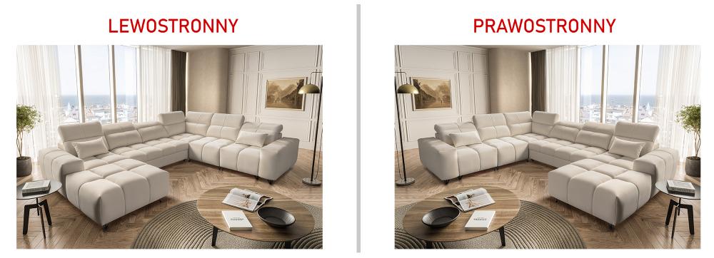 Sofa U z otwartą otomaną z funkcją spania CALVANO 8 19