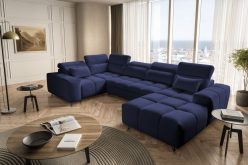 Granatowa water proof wyszukana sofa podkowa z funkcją spania