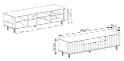 Frezowana duża szafka RTV greige 196cm MODENA 6