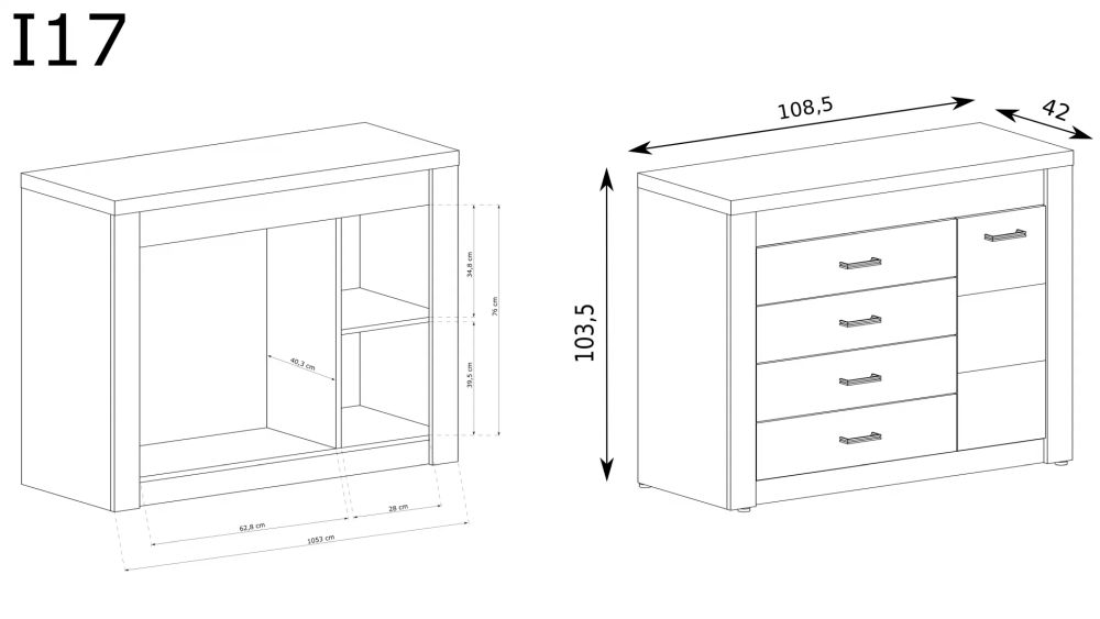 Komoda kwadrat z szufladami i szafką brązowe drewno 109cm VELMONT 26 Komoda kwadrat z szufladami i szafką brązowe drewno 109cm VELMONT 5