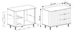 Nieduża komoda do sypialni greige 111cm MODENA 3 6