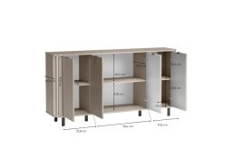 Pojemna komoda ryflowana greige 177cm MODENA 2 5