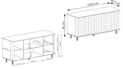 Pojemna komoda ryflowana greige 177cm MODENA 2 6