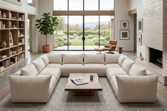 Piękna pulchna sofa U kształtna do wielkiego domu
