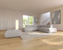 Nowoczesna rozkładana kanapa narożna do salonu w stylu minimalistycznym