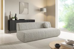 Szara jasna sofa rozkładana w stylu minimalistycznym