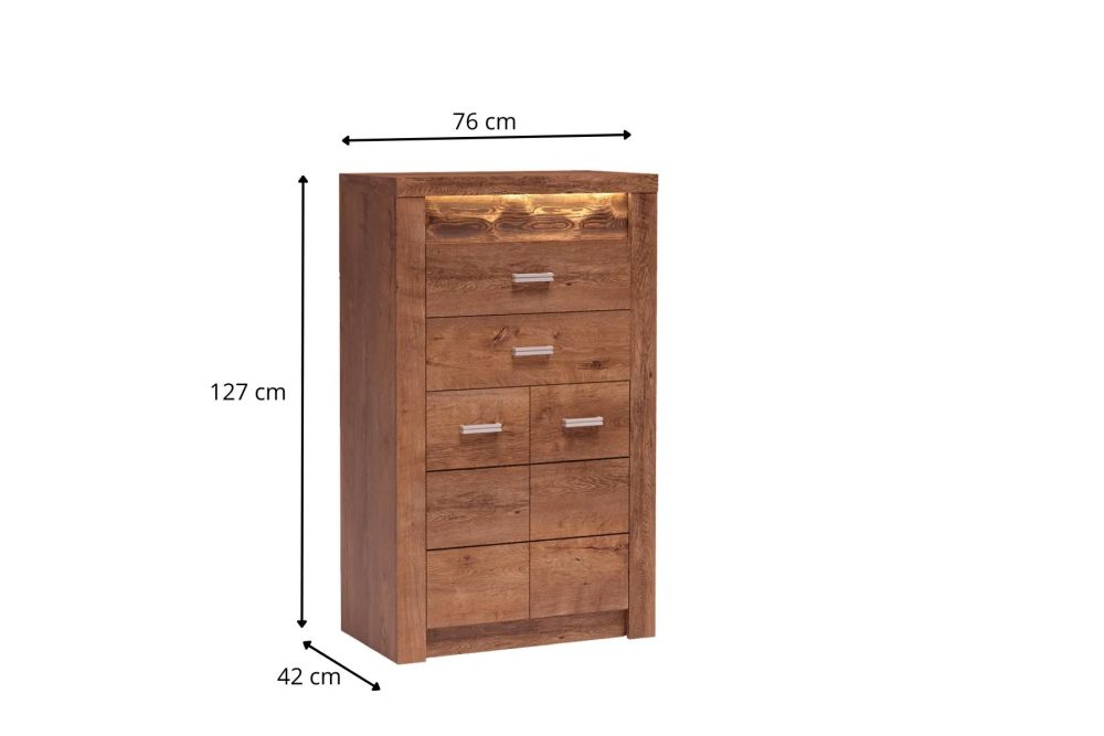 Smukła komoda szufladowa jesion jasny 76cm VELMONT 24 Smukła komoda szufladowa jesion jasny 76cm VELMONT 6