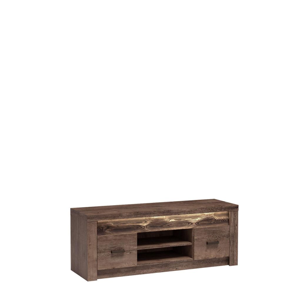 Stolik RTV brązowe drewno 137cm VELMONT 1 Stolik RTV ciemne drewno