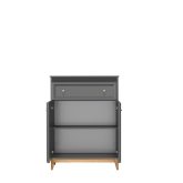 Wąska wysoka komoda styl klasyczny szara ze złotem LED 92cm TURRO 4 2