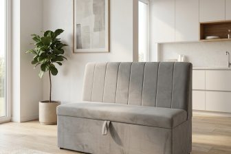 Luksusowa wysoka ławka kuchenna ze skrzynią GUSTO 18 Premium ławka kuchenna tapicerowana ze schowkiem