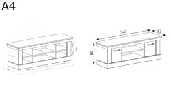 Stylowa szafka telewizyjna kraft złoty 142cm ATLANTA 9